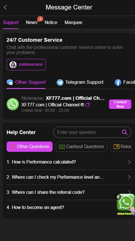 xf777 org customer support
